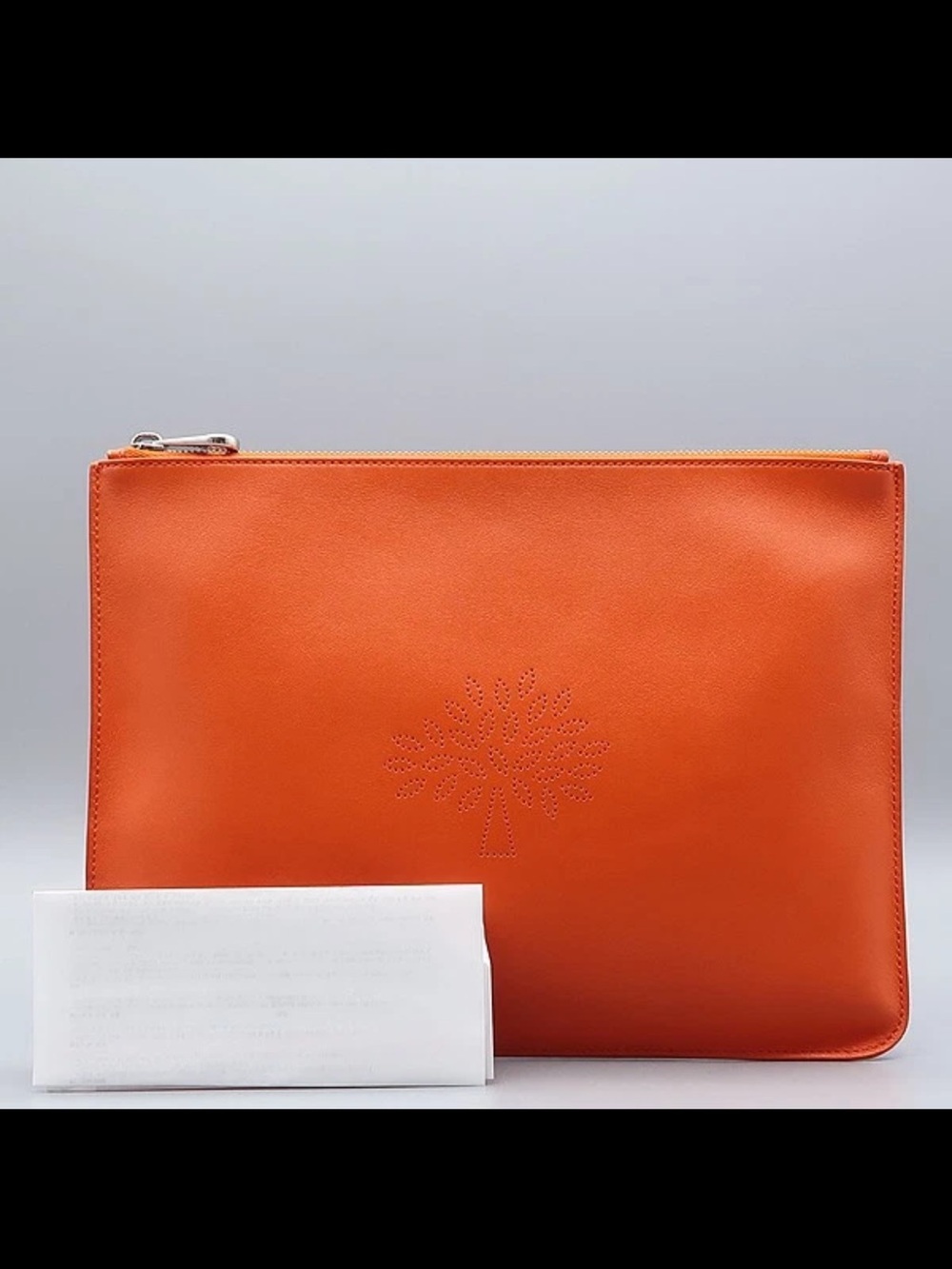 Mulberry Orange Leather Zip Pouch Clutch